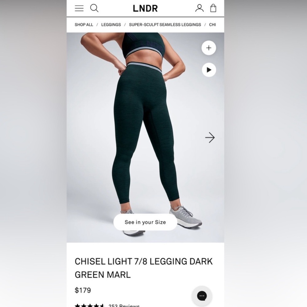 LNDR CHISEL LIGHT 7/8 Legging Dark Green Marl Size S-M